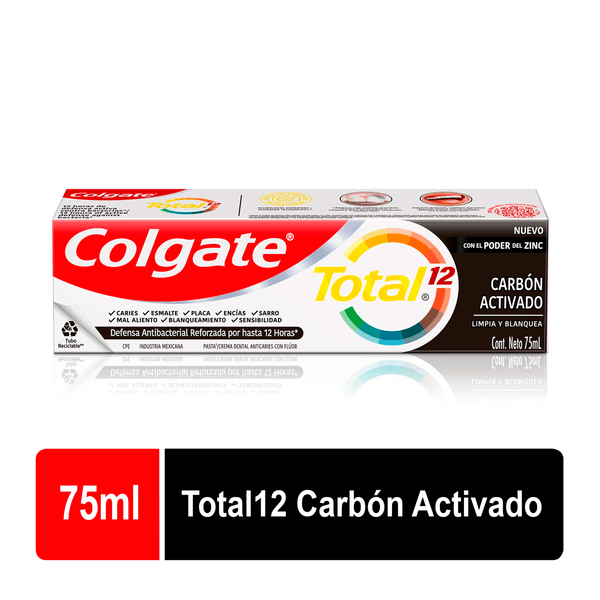 Crema Dental Colgate Total 12 Carbón Activado X 75 ML