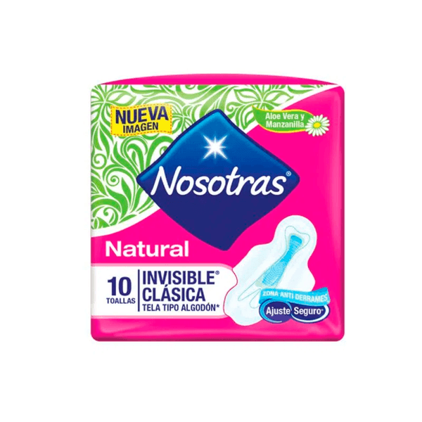 Toallas Nosotras Natural Invisible Clásica x 10 und
