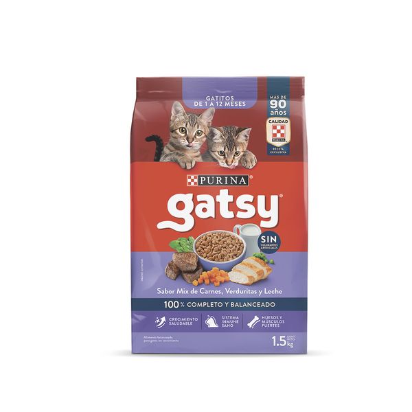 Alimento Seco Gato Gatsy Carne Verduras Leche 1,5 Kg