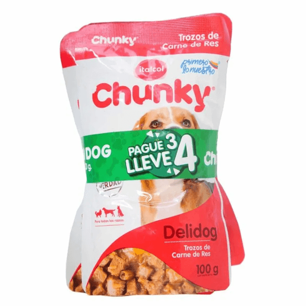 Comida Húmeda Chunky DeliDog Pague 3 Lleve 4 Und 100 GR