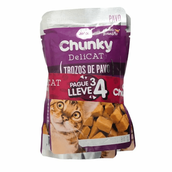 Comida Húmeda Chunky DeliCat Pague 3 Lleve 4 Und 80 Gr