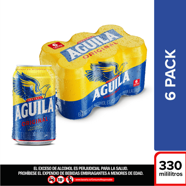 Cerveza Aguila Lata Sixpack x 330 Ml c/u