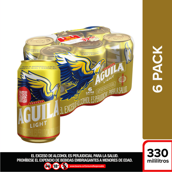 Cerveza Aguila Light Lata x 330 Ml Sixpack Termo