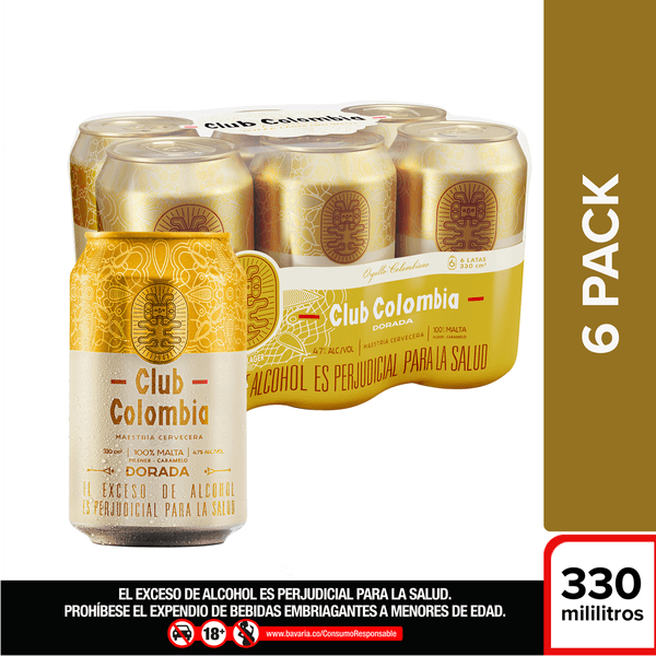 Cerveza Club Colombia Dorada Lata Sixpack x 330 Ml