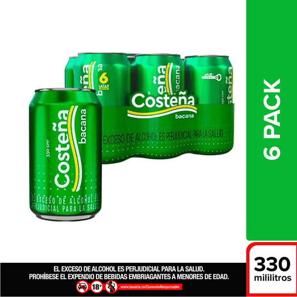 Cerveza Costeña Bacana Lata x 6 Unds x 330 Ml