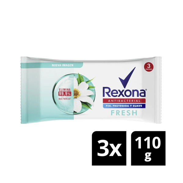 Jabón Rexona Antibacterial Fresh 3 Unidades 110 G