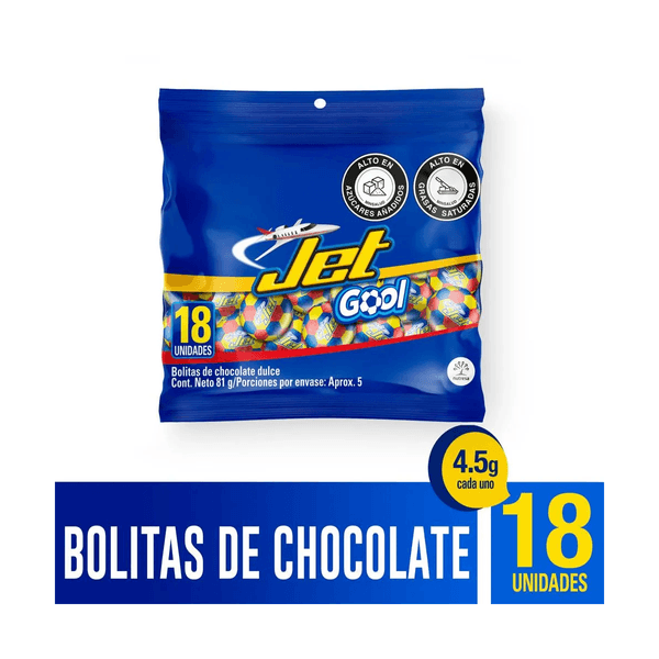 Chocolatina Jet Gool Balones 18 Unidades x 81 G