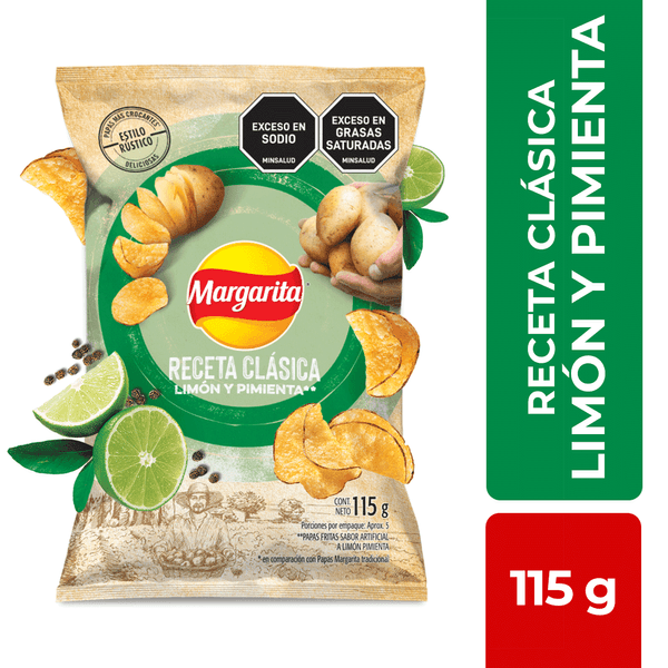 Papa Margarita Receta Clásica Limón & Pimienta x 115 G