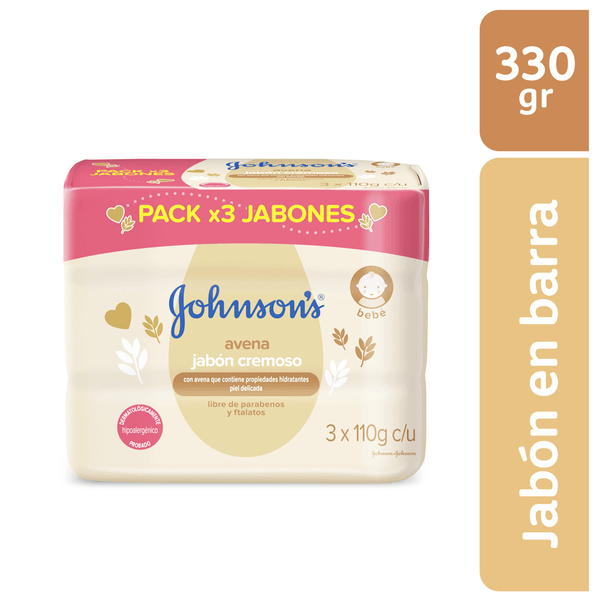Jabón Cremoso Johnson's Baby Avena x 3 Unidades x 110 G c/u