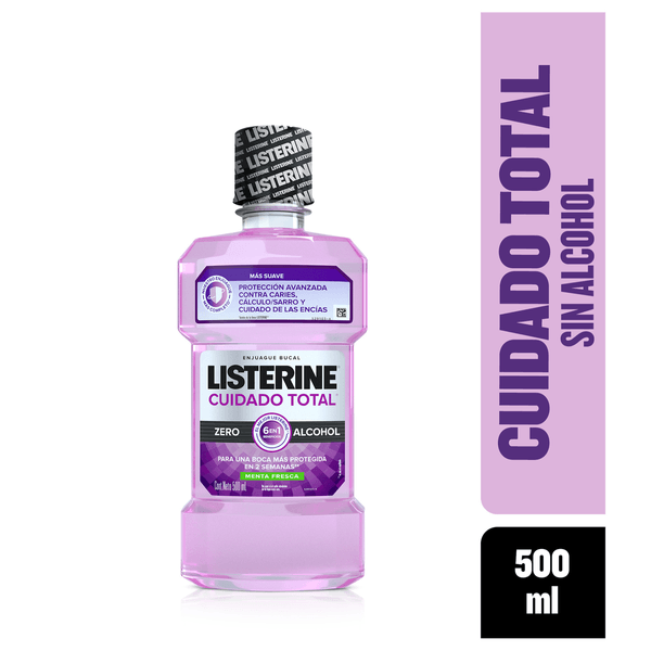 Enjuague Bucal Listerine Cuidado Total Zero Alcohol x 500 Ml