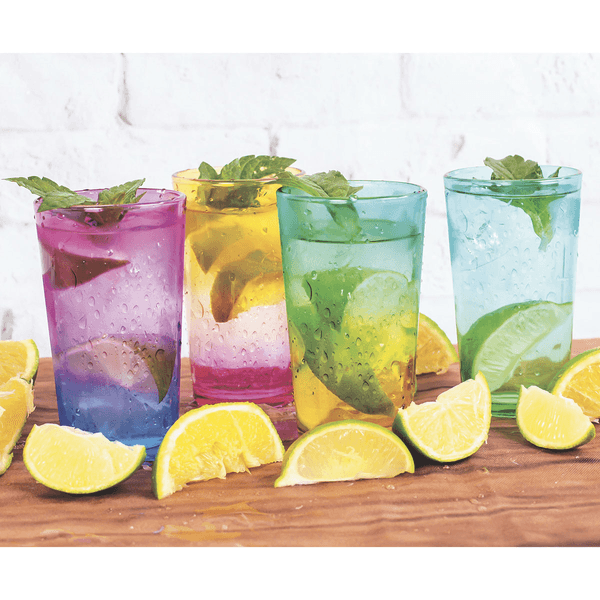 Juego Vasos Vidrio Colores MANEKY