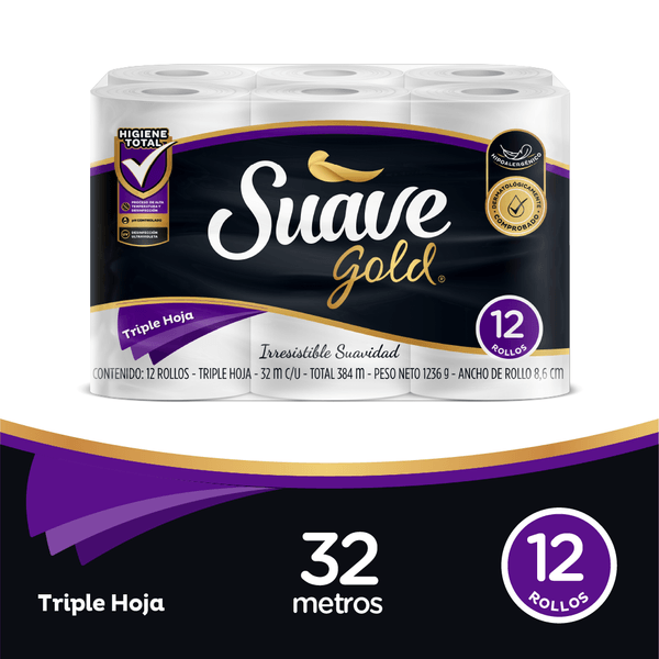 Papel Higiénico Suave Gold 32M x 12 Rollos