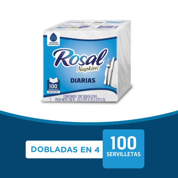 Servilletas Rosal Blanca X 100 Unidades.